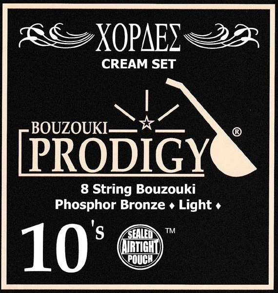 PRODIGY Cream Phosphor Bronze Light Σετ 8 χορδές Mπουζουκιού-0.10